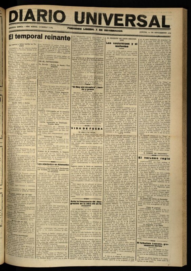 Miniatura de Diario Universal del 19 de septiembre de 1929