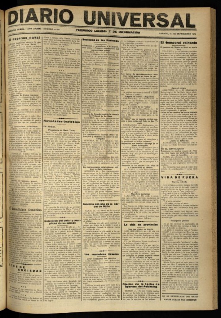 Miniatura de Diario Universal del 21 de septiembre de 1929