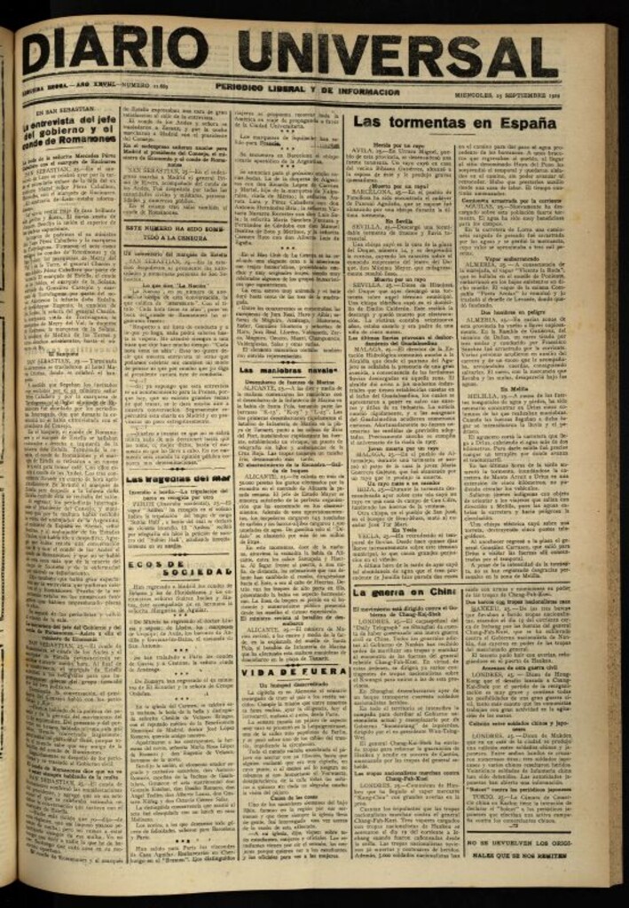Miniatura de Diario Universal del 25 de septiembre de 1929