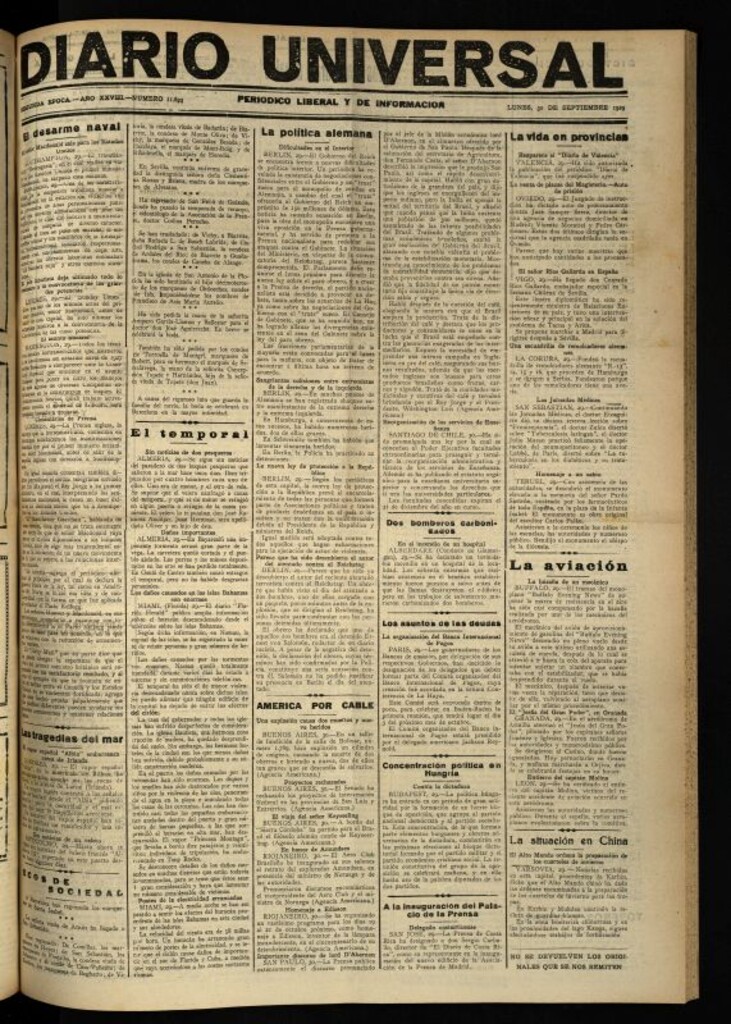 Miniatura de Diario Universal del 30 de septiembre de 1929