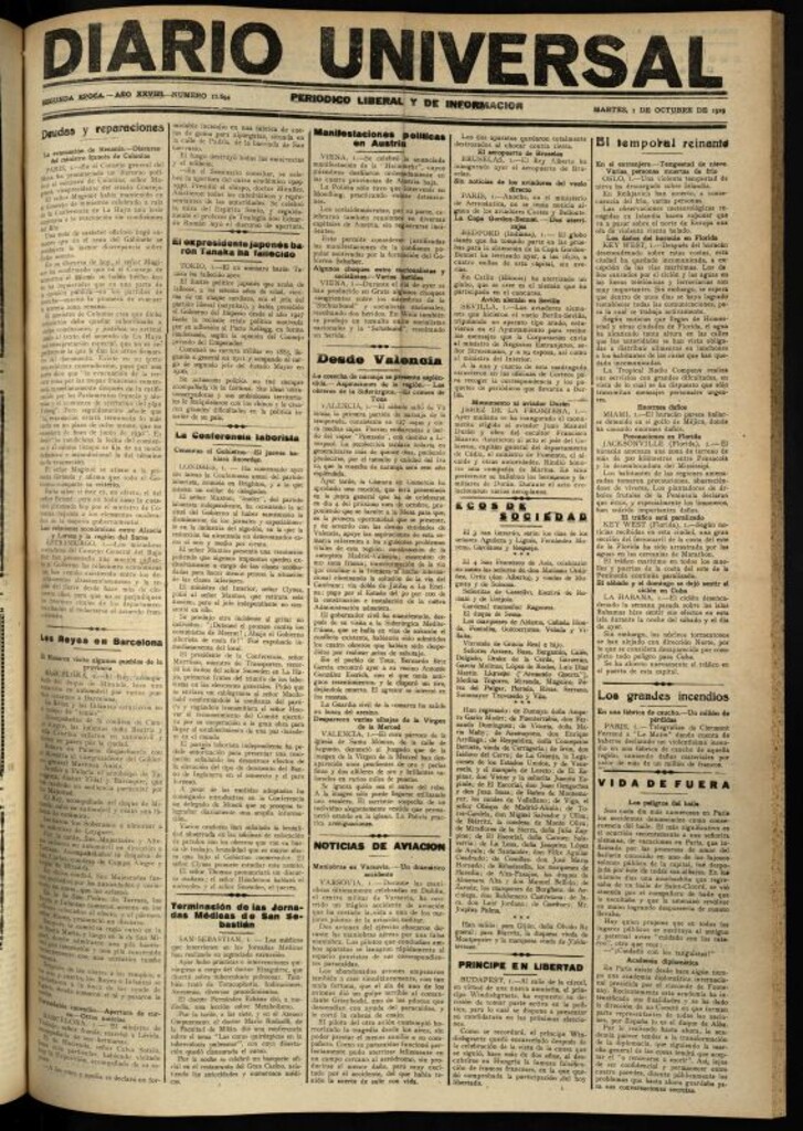 Miniatura de Diario Universal del 1 de octubre de 1929