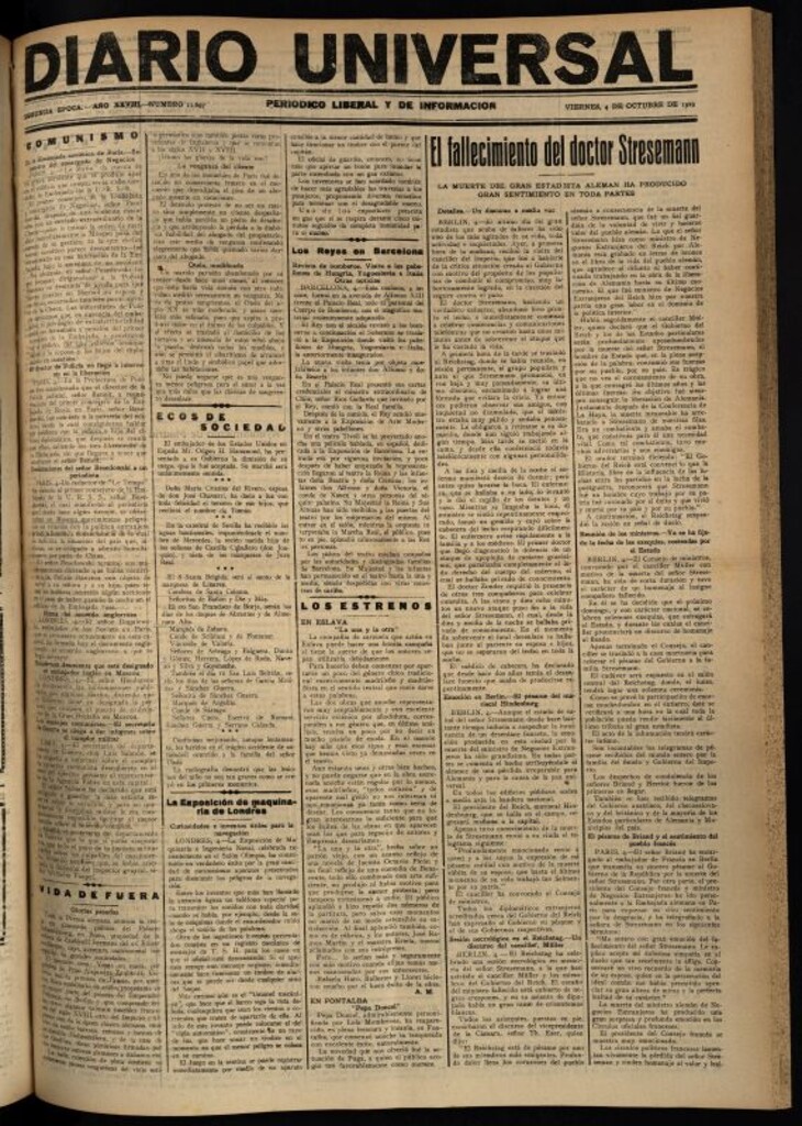 Miniatura de Diario Universal del 4 de octubre de 1929