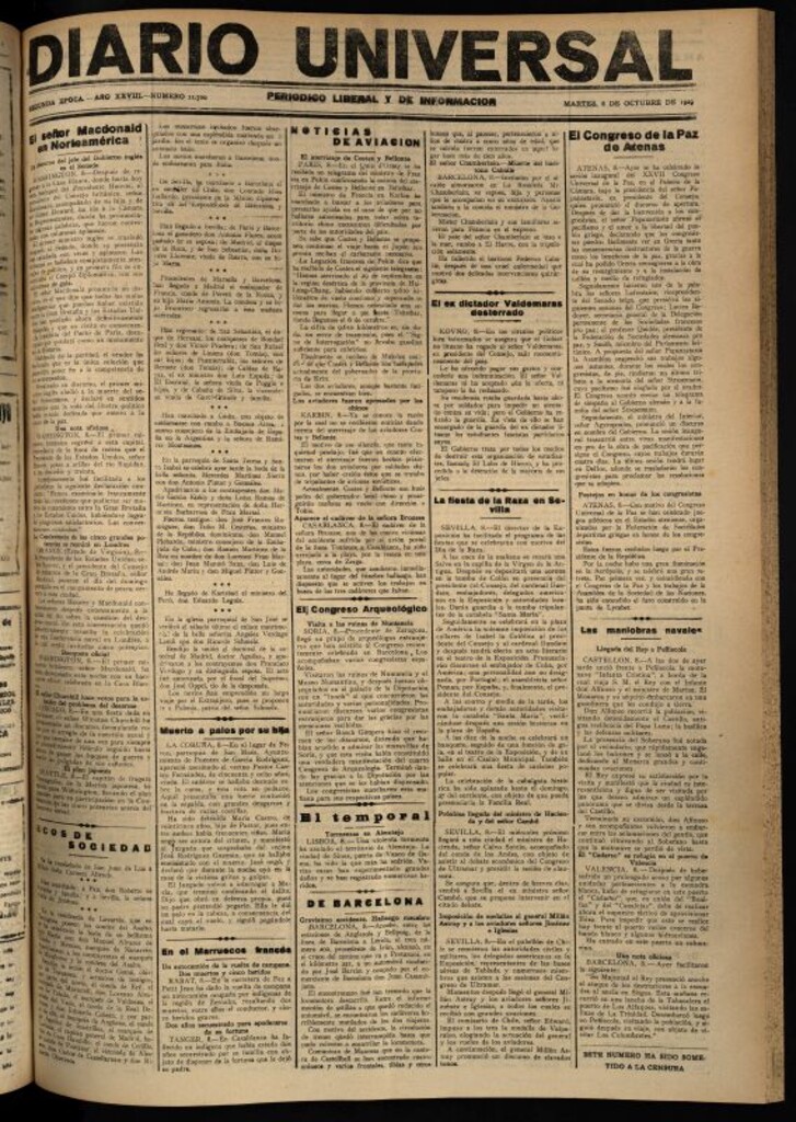Miniatura de Diario Universal del 8 de octubre de 1929