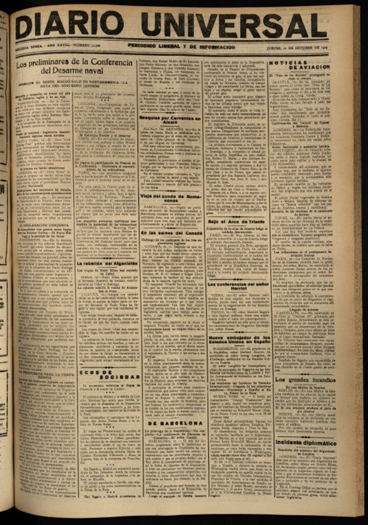 Miniatura de Diario Universal del 10 de octubre de 1929