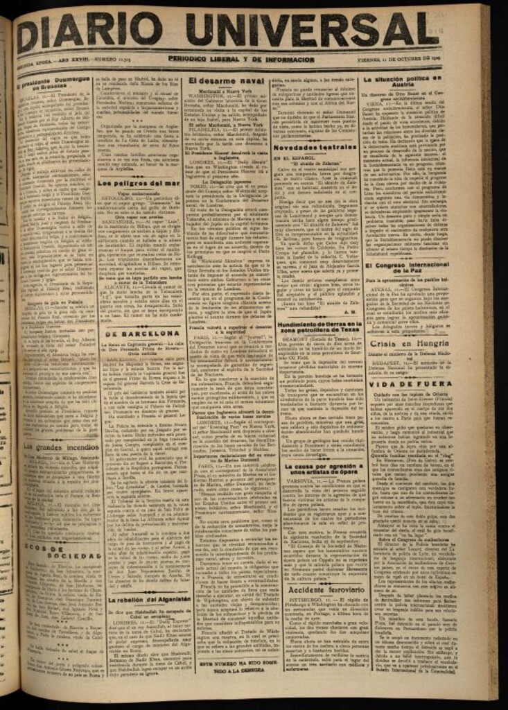 Miniatura de Diario Universal del 11 de octubre de 1929