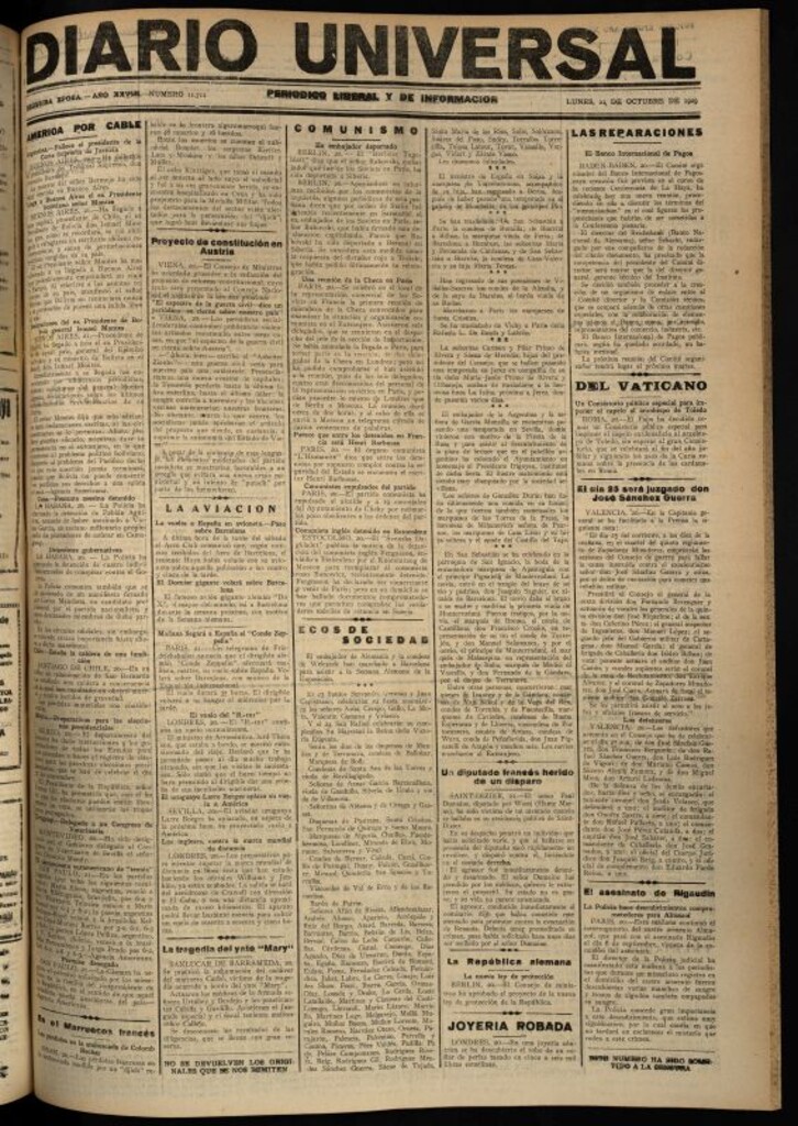 Miniatura de Diario Universal del 21 de octubre de 1929