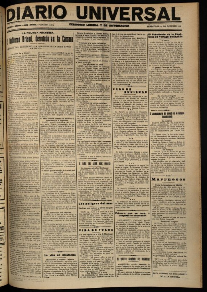 Miniatura de Diario Universal del 23 de octubre de 1929