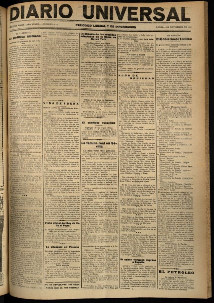 Miniatura de Diario Universal del 4 de noviembre de 1929