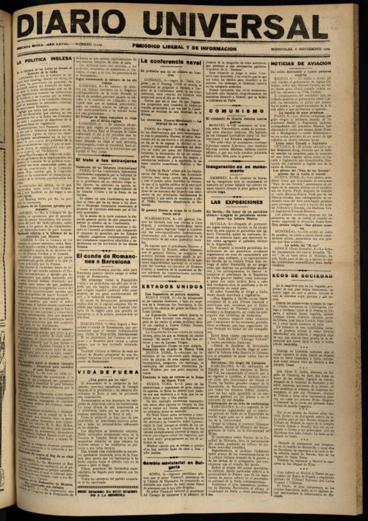 Miniatura de Diario Universal del 6 de noviembre de 1929