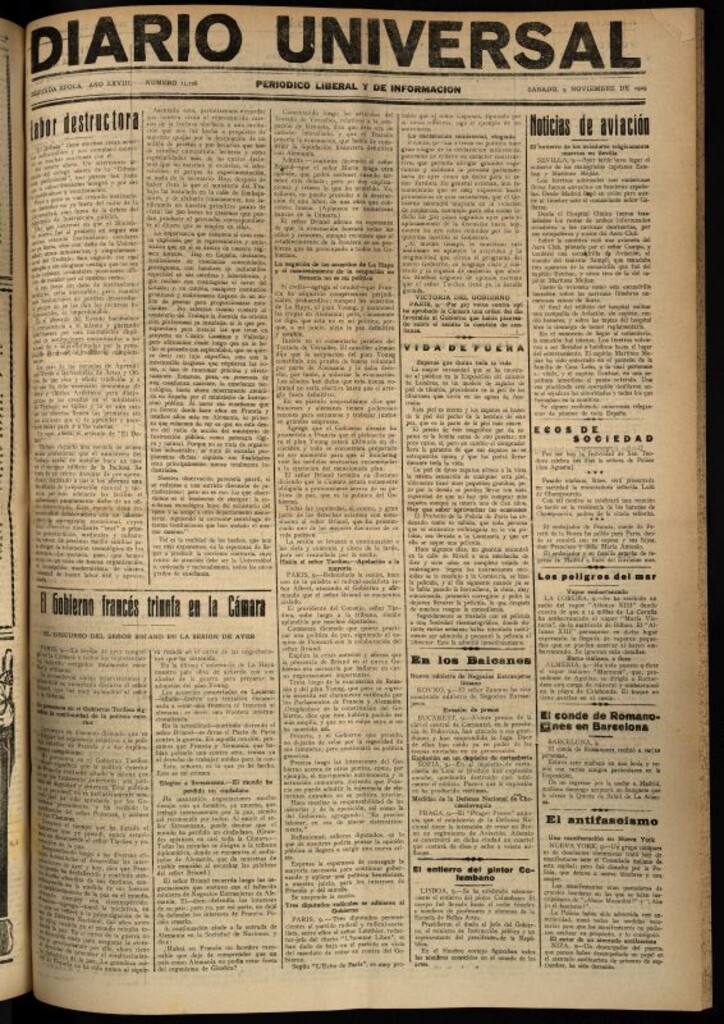 Miniatura de Diario Universal del 9 de noviembre de 1929