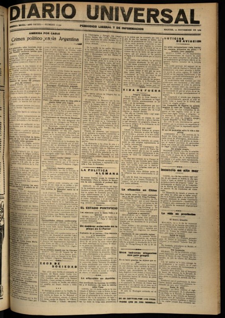 Miniatura de Diario Universal del 12 de noviembre de 1929