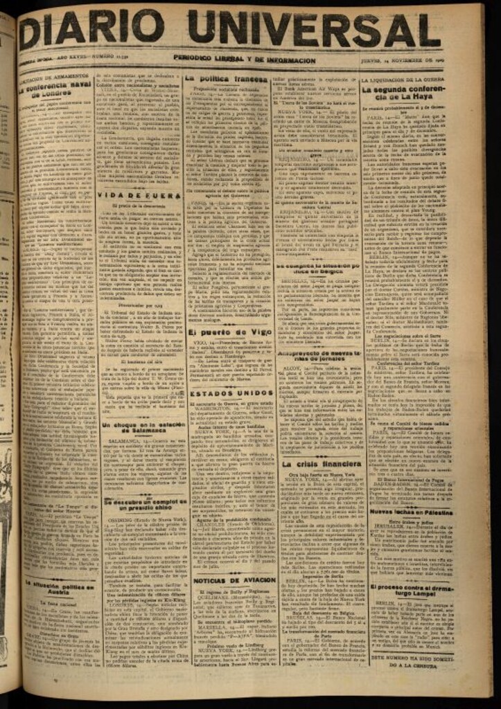 Miniatura de Diario Universal del 14 de noviembre de 1929