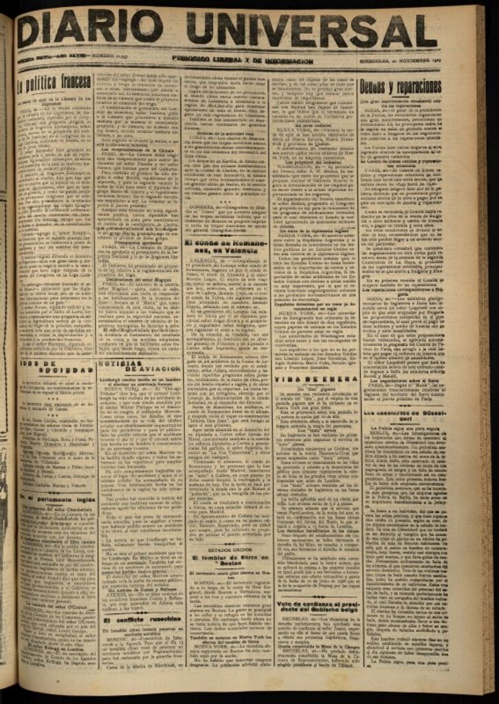 Miniatura de Diario Universal del 20 de noviembre de 1929