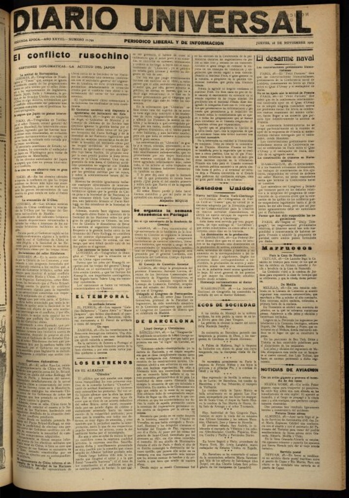 Miniatura de Diario Universal del 28 de noviembre de 1929