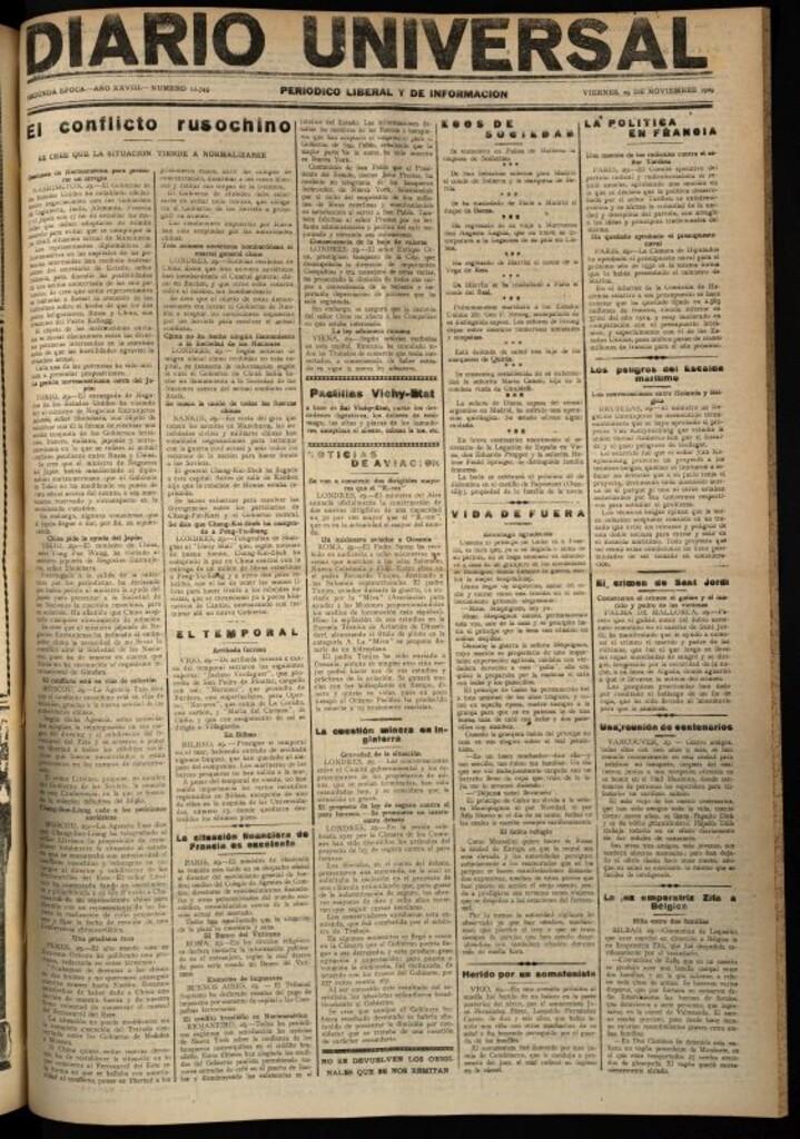 Miniatura de Diario Universal del 29 de noviembre de 1929