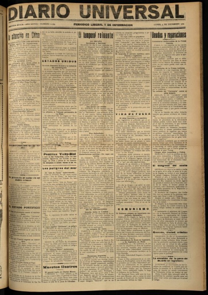 Miniatura de Diario Universal del 9 de diciembre de 1929