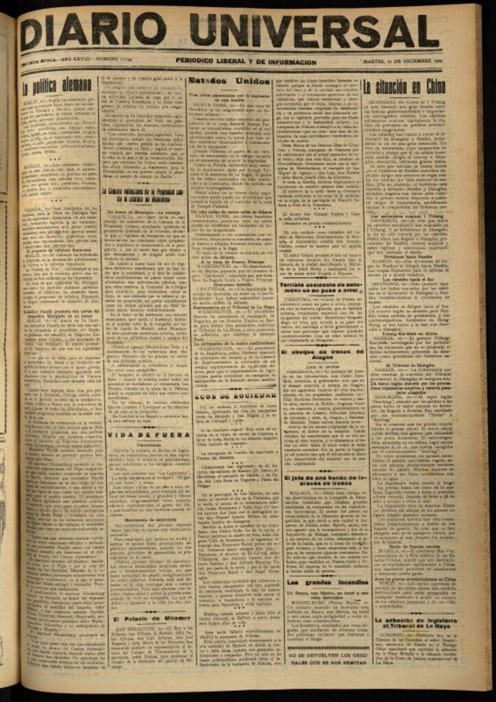Miniatura de Diario Universal del 10 de diciembre de 1929