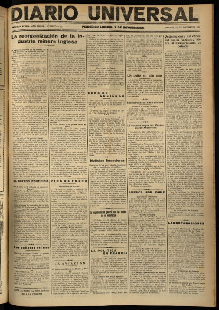 Miniatura de Diario Universal del 13 de diciembre de 1929