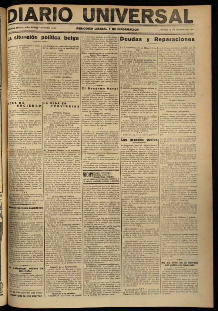 Miniatura de Diario Universal del 19 de diciembre de 1929