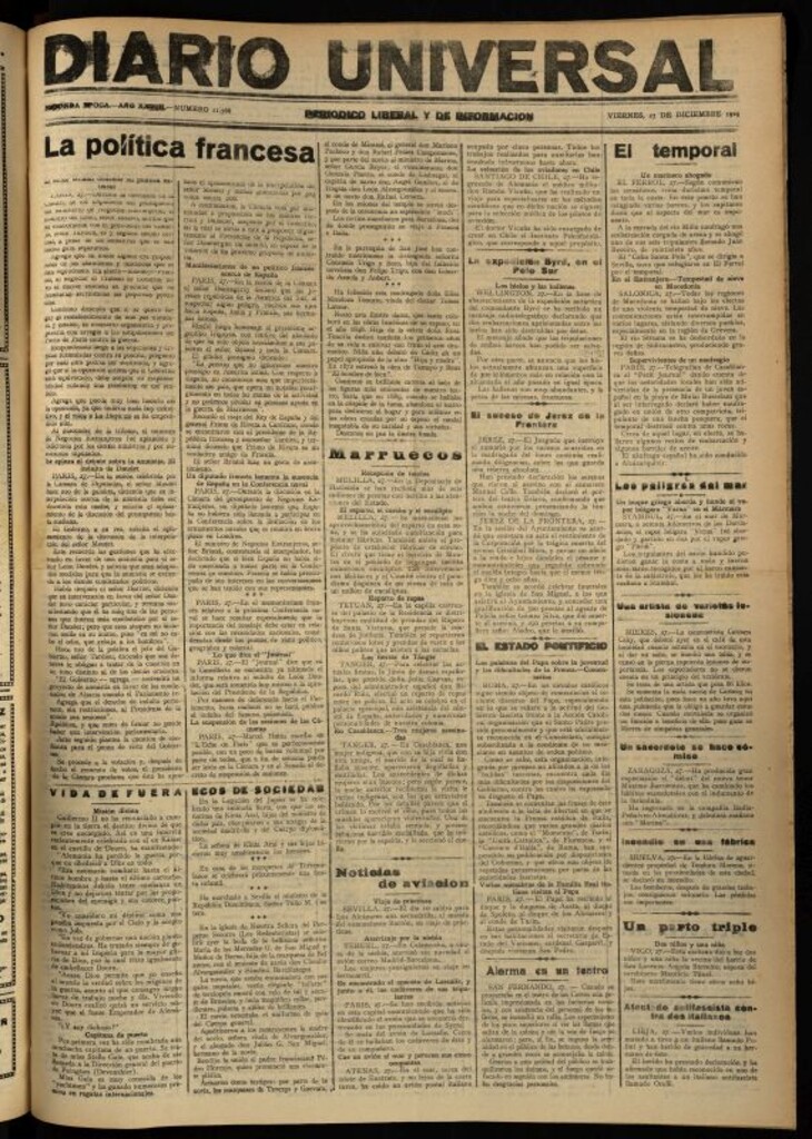 Miniatura de Diario Universal del 27 de diciembre de 1929