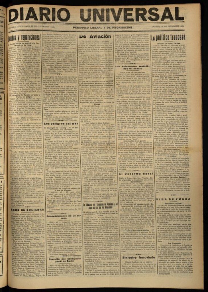 Miniatura de Diario Universal del 28 de diciembre de 1929