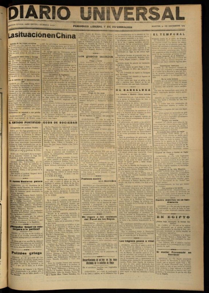 Miniatura de Diario Universal del 31 de diciembre de 1929