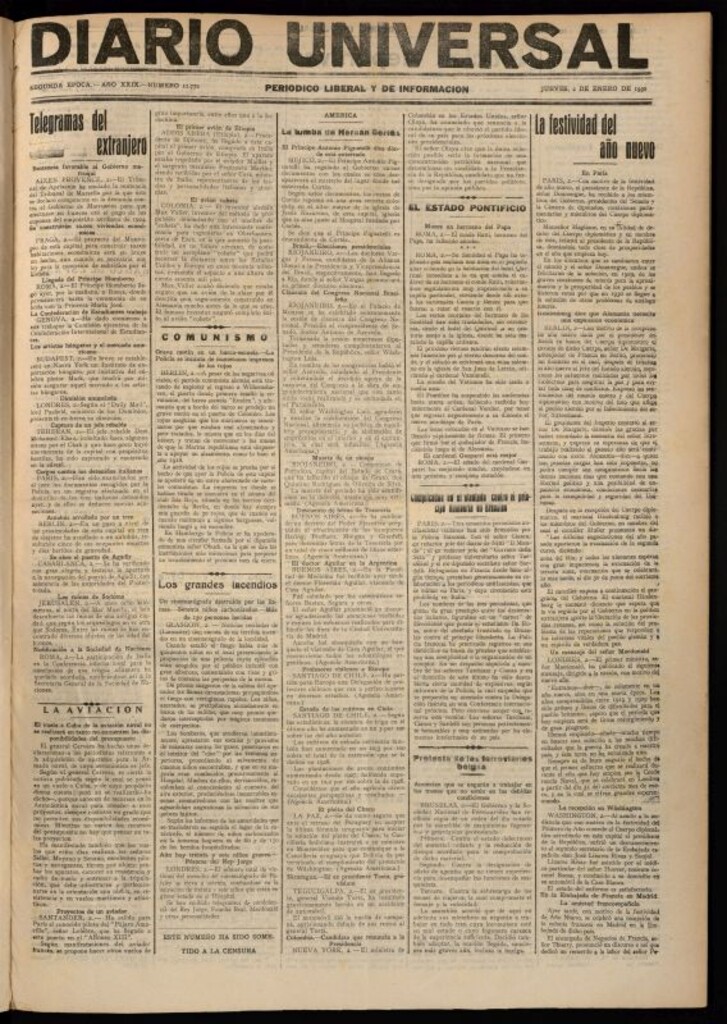 Miniatura de Diario Universal del 2 de enero de 1930