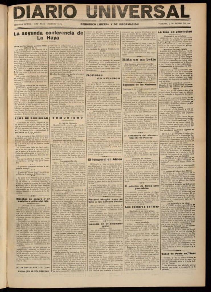 Miniatura de Diario Universal del 3 de enero de 1930
