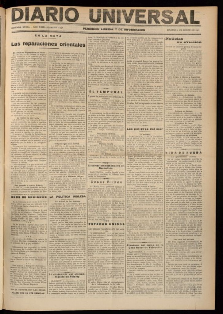 Miniatura de Diario Universal del 7 de enero de 1930