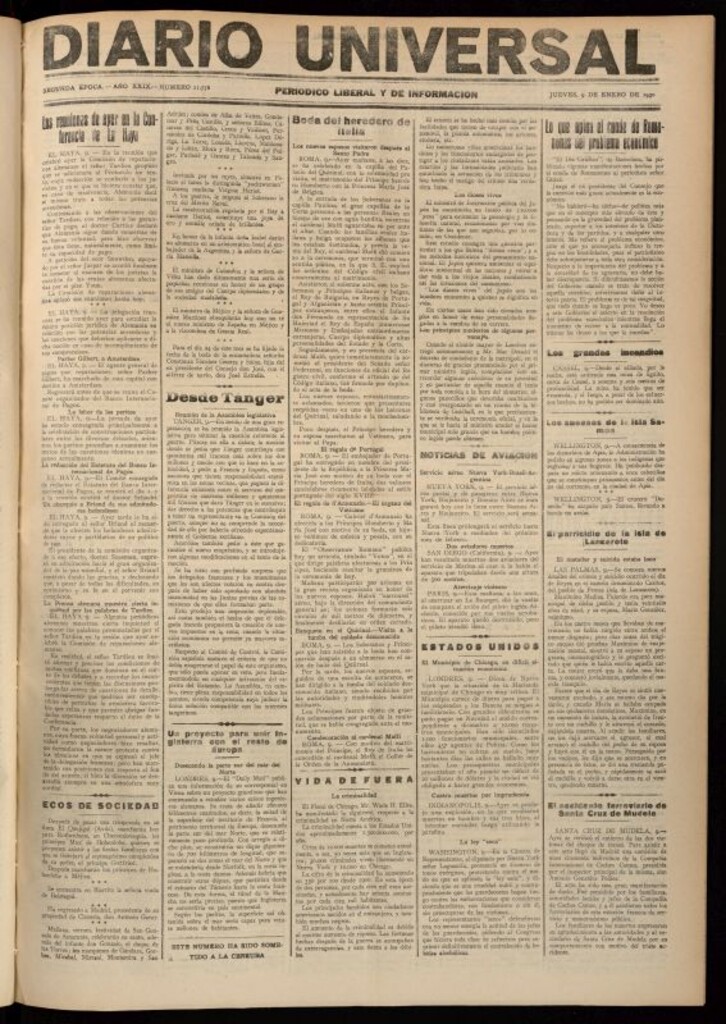 Miniatura de Diario Universal del 9 de enero de 1930
