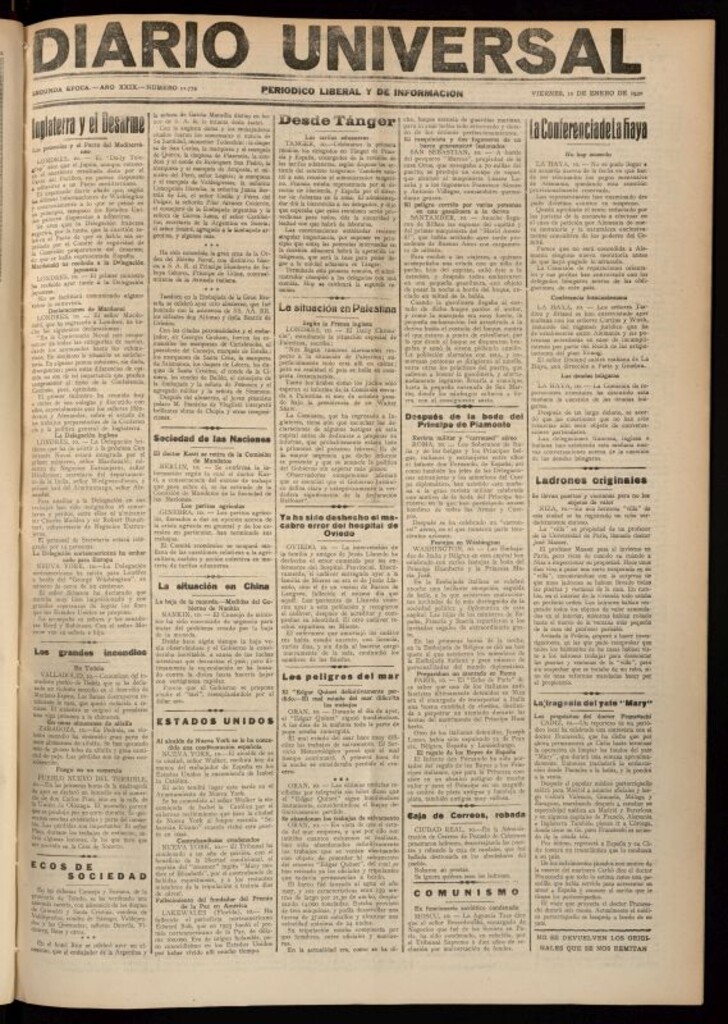 Miniatura de Diario Universal del 10 de enero de 1930
