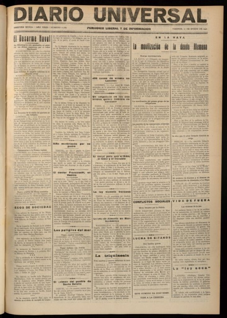 Miniatura de Diario Universal del 17 de enero de 1930