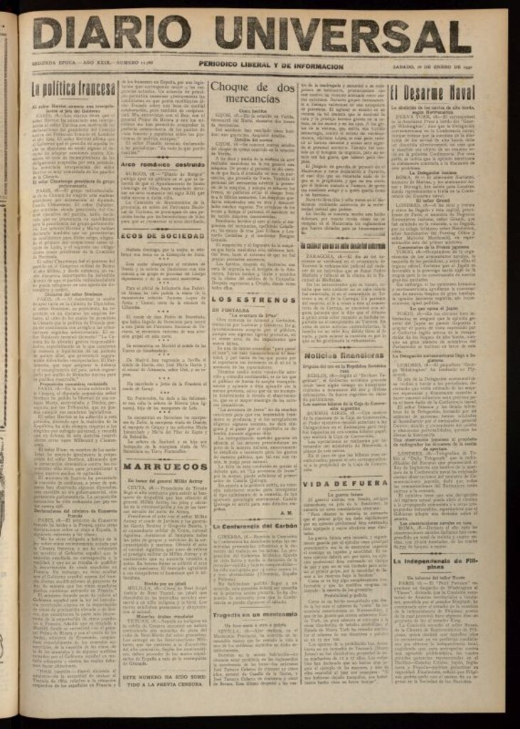 Miniatura de Diario Universal del 18 de enero de 1930
