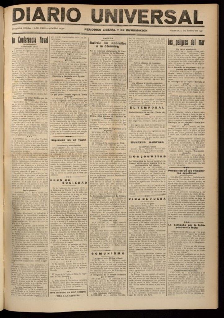 Miniatura de Diario Universal del 24 de enero de 1930