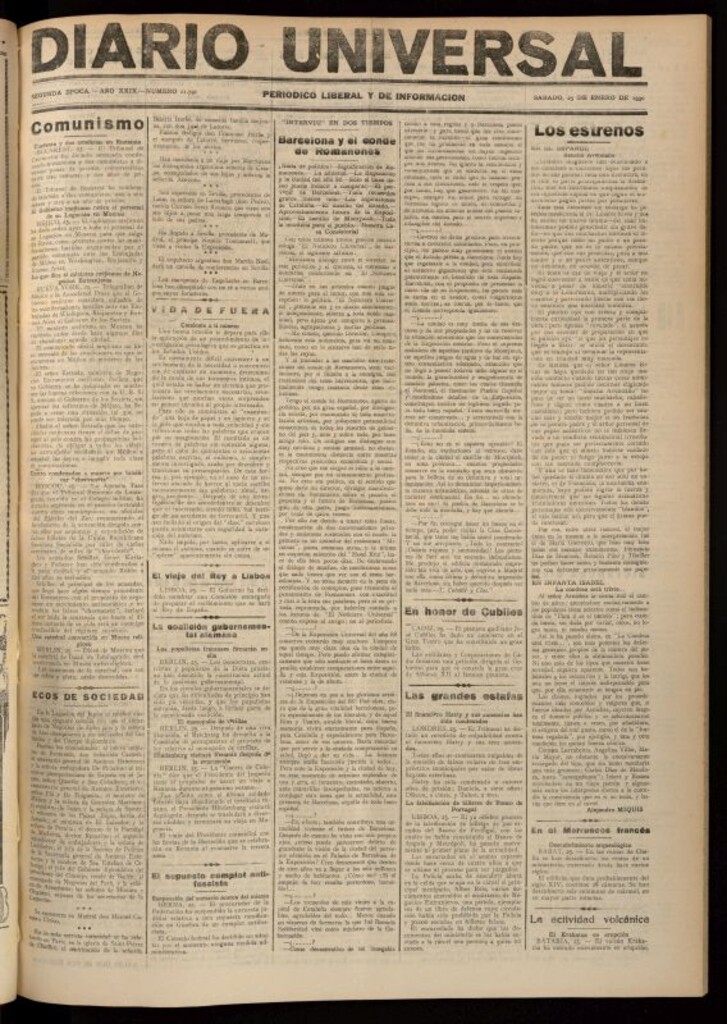 Miniatura de Diario Universal del 25 de enero de 1930