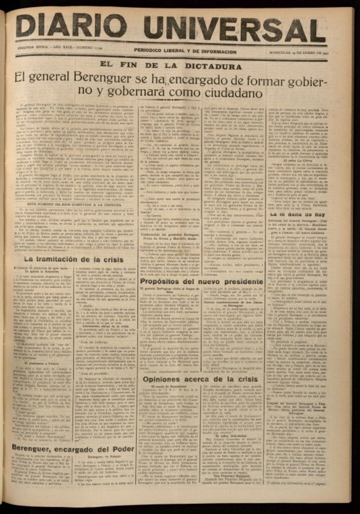 Miniatura de Diario Universal del 29 de enero de 1930