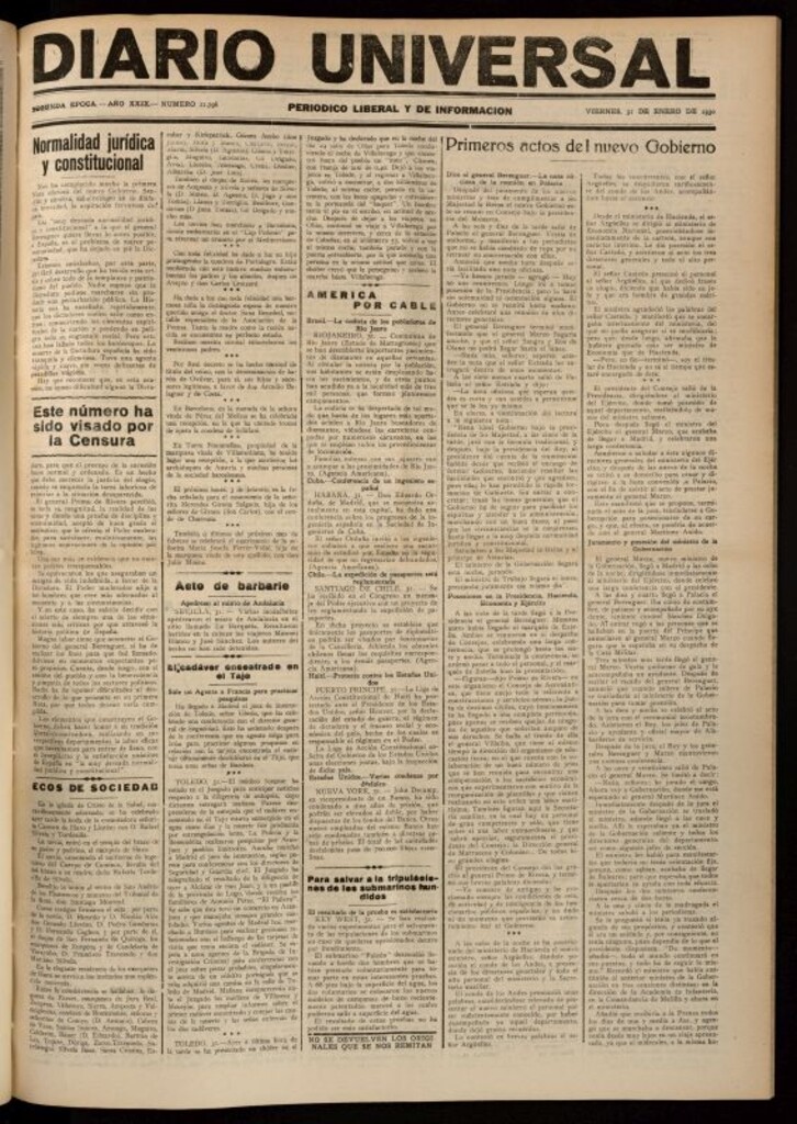 Miniatura de Diario Universal del 31 de enero de 1930