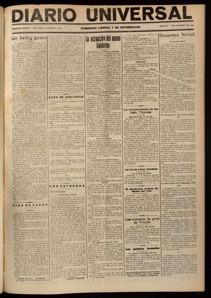 Miniatura de Diario Universal del 1 de febrero de 1930