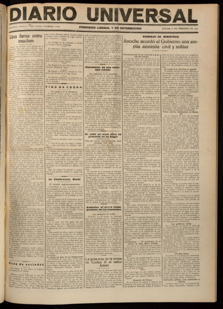 Miniatura de Diario Universal del 6 de febrero de 1930