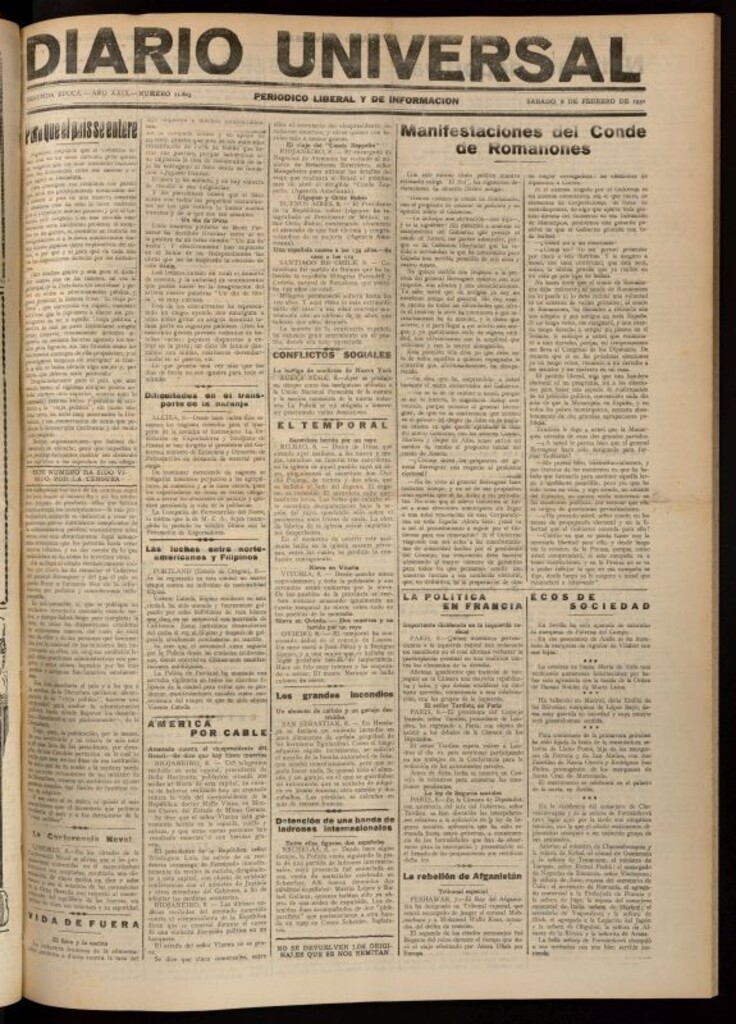 Miniatura de Diario Universal del 8 de febrero de 1930