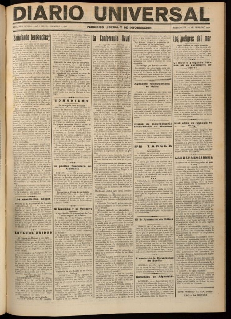 Miniatura de Diario Universal del 12 de febrero de 1930