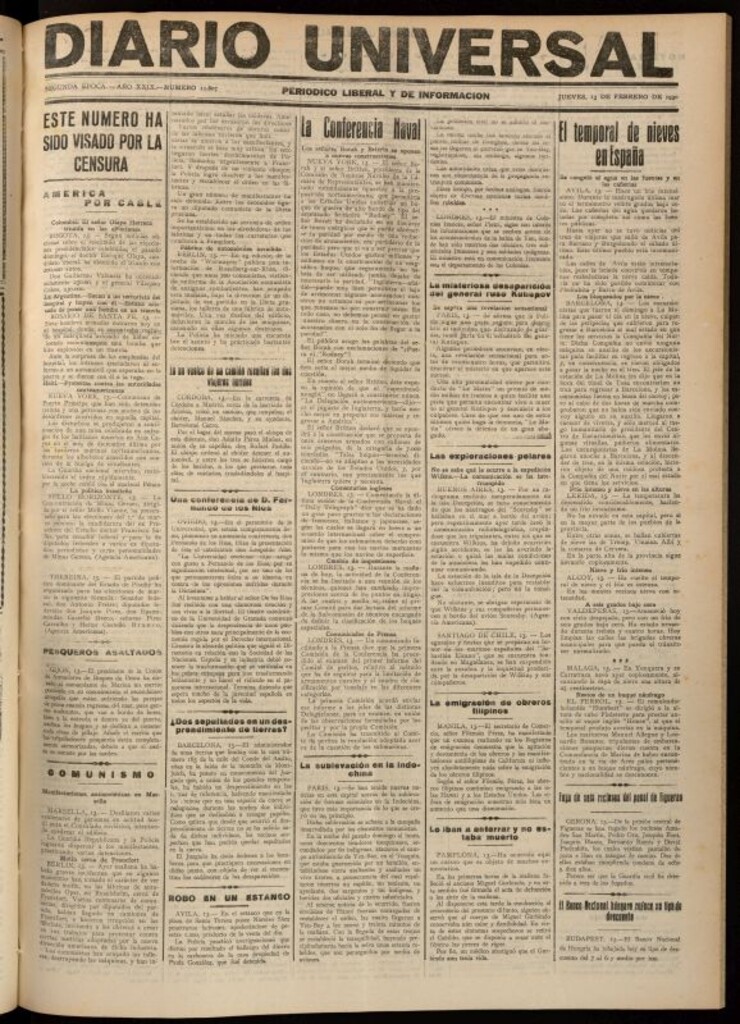 Miniatura de Diario Universal del 13 de febrero de 1930