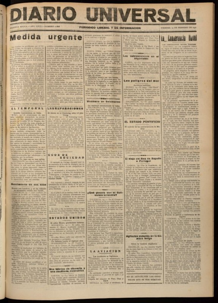 Miniatura de Diario Universal del 14 de febrero de 1930