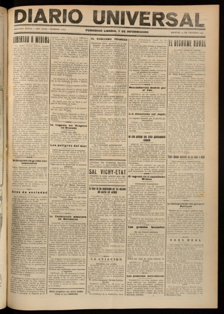 Miniatura de Diario Universal del 25 de febrero de 1930