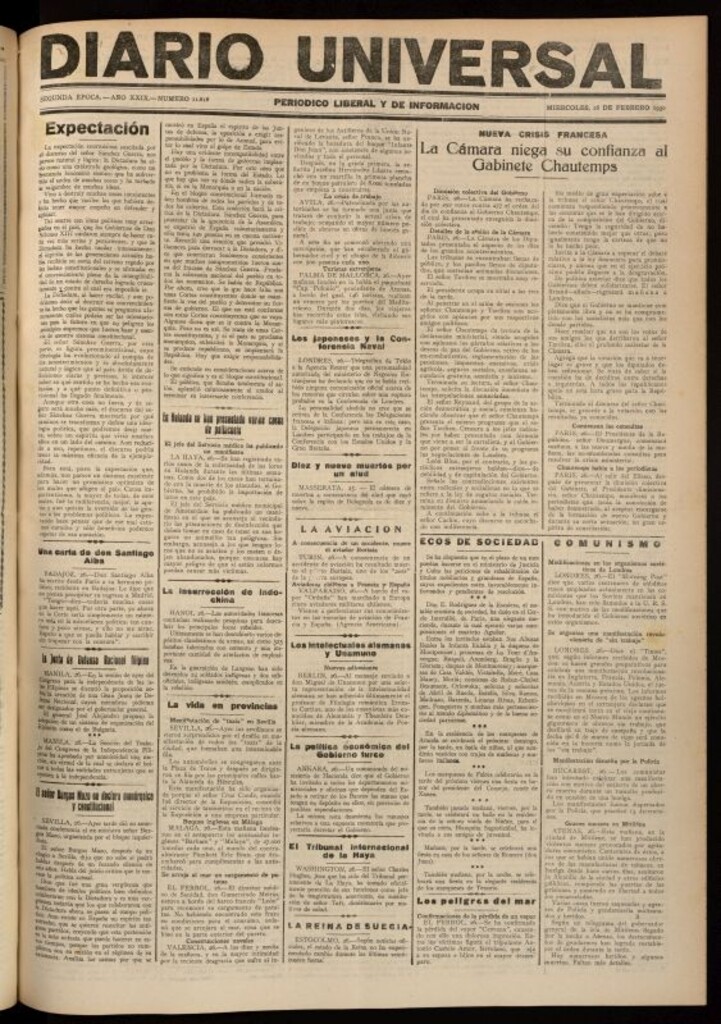 Miniatura de Diario Universal del 26 de febrero de 1930