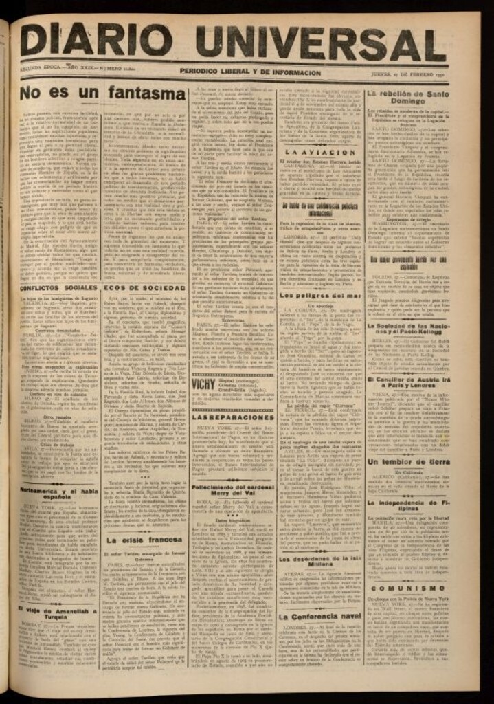 Miniatura de Diario Universal del 27 de febrero de 1930