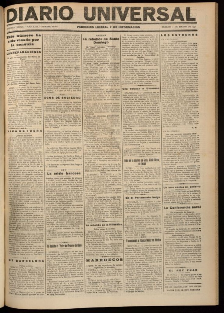 Miniatura de Diario Universal del 1 de marzo de 1930