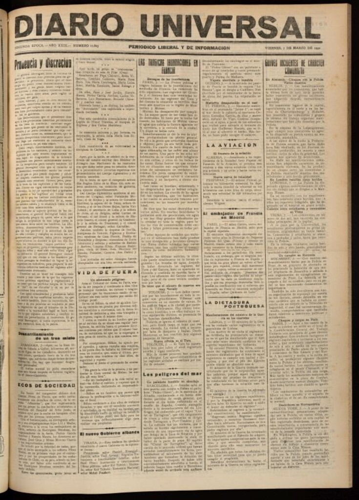 Miniatura de Diario Universal del 7 de marzo de 1930