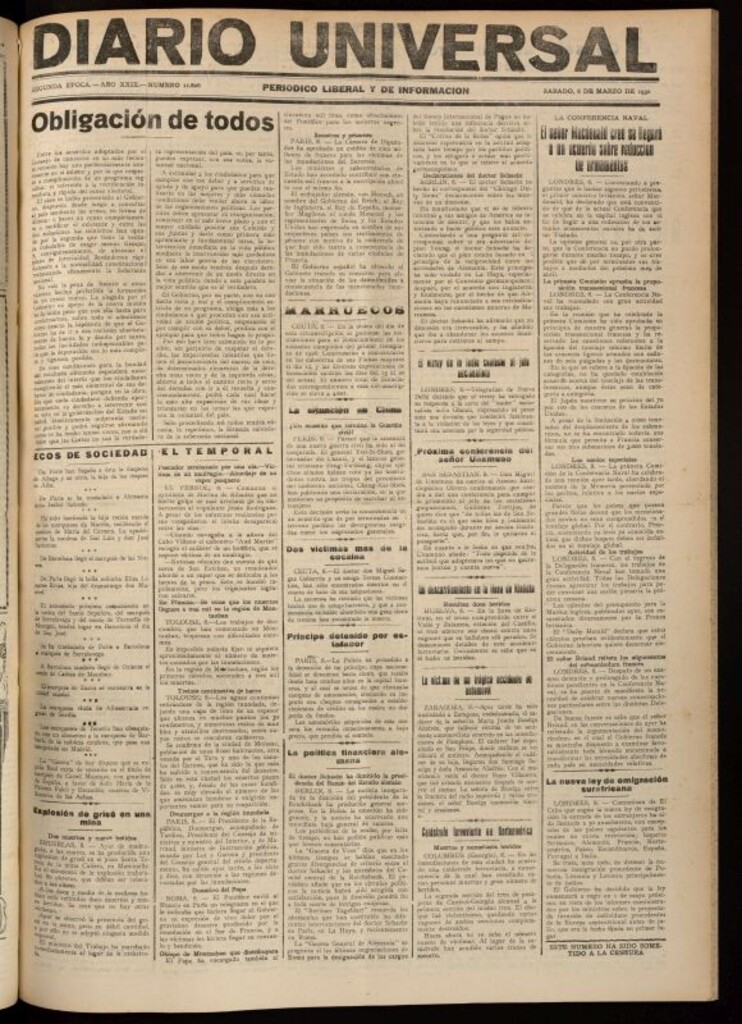Miniatura de Diario Universal del 8 de marzo de 1930