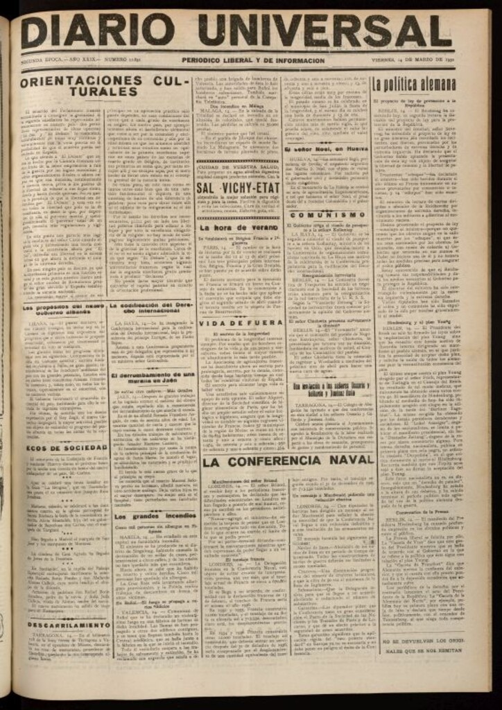 Miniatura de Diario Universal del 14 de marzo de 1930